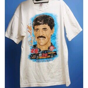 Davey Allison 90s NASCAR Vintage T-Shirt XL Single Stitch USA Havoline Car RARE